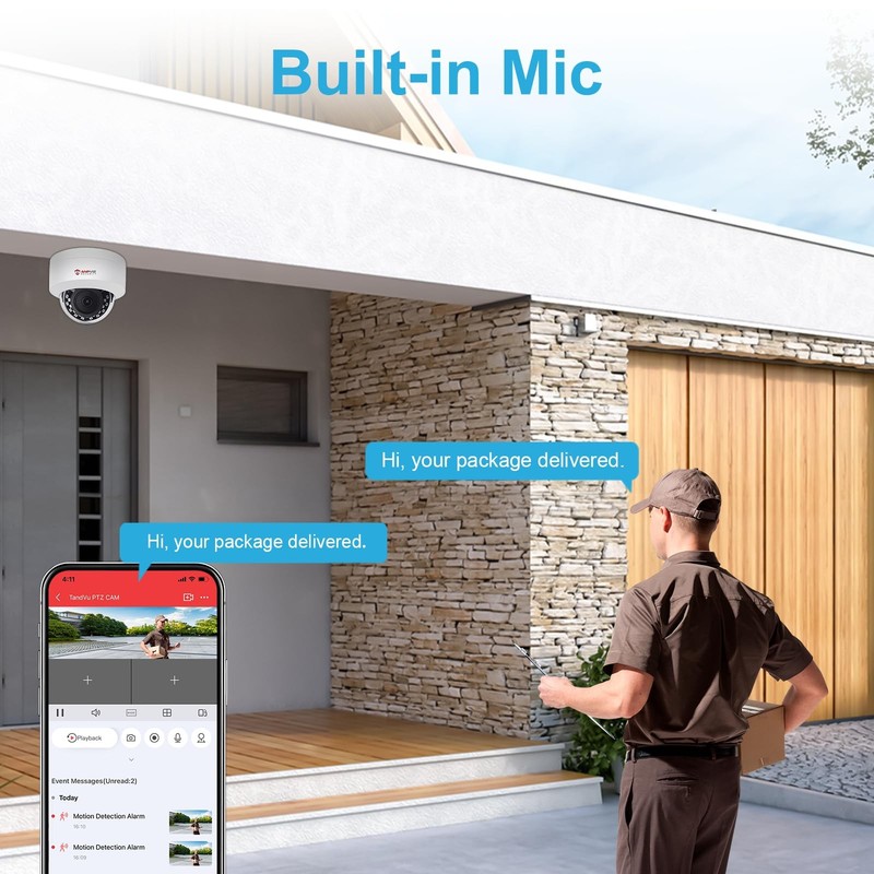 5MP PoE IP Dome with Audio/Mic, 98ft IR Night Vision gallery