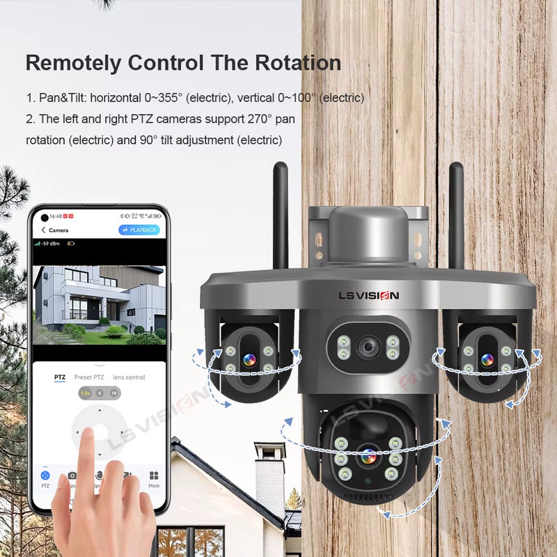 15MP 4G/WiFi Solar Camera Three Screens 10X Zoom Outdoor Surveillance Cameras Se gallery