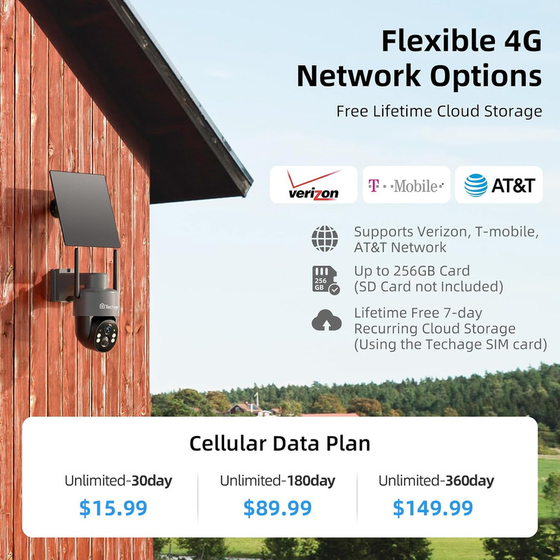 4G LTE Cellular Solar Security Camera Wireless Outdoor, 2.5K NO Wifi gallery