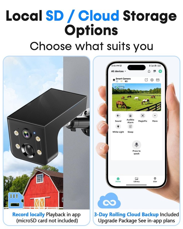 Wireless Solar Outdoor: 2K HD Solar Powered WiFi with AI Motion Detection & C... gallery