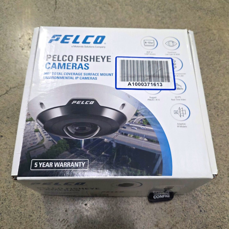Pelco IMF82-1ES 12MP Fisheye IP Network Surface Mount Camera White I/O