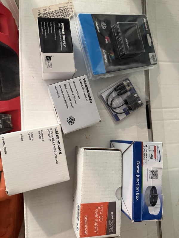 NEW CCTV Security Equipment Lot W Box Speco Power Supplies HDMI Siren”