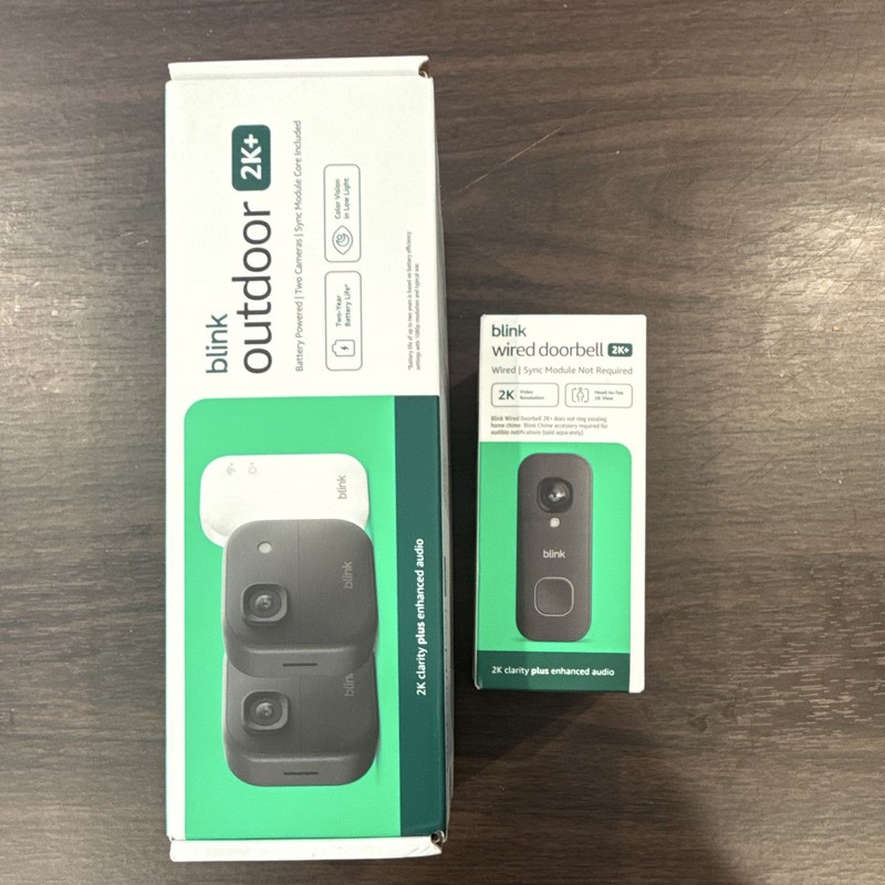 Blink Outdoor 2K+ 2-Pack Wireless Wi-Fi Battery Cameras w/ Sync Module Core