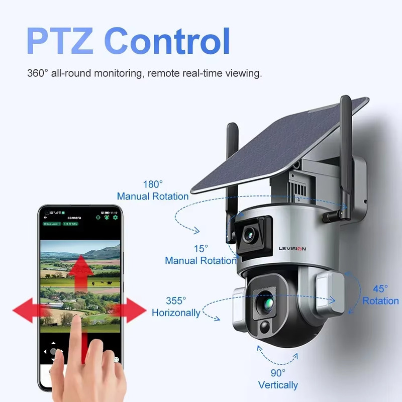 20X Zoom 4K 4G SIM Solar Camera Outdoor Wifi Surveillance Cameras 8MP Dual Scree gallery