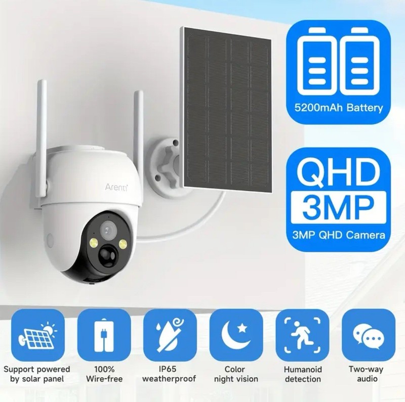 Solar Security Camera – Wireless Outdoor HD Weatherproof IP65, 2-Way Audio