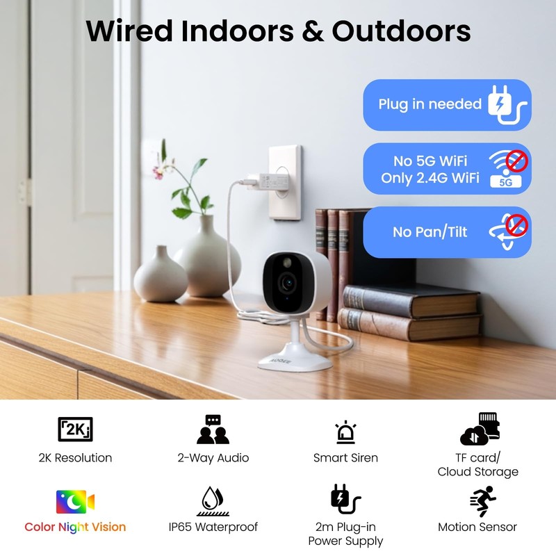 2K Cameras for Home Security, Indoor/Outdoor, Full Color, C1 2Pack gallery