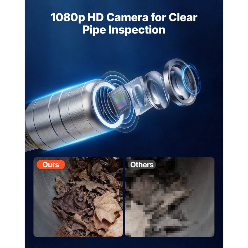 2026 WiFi Sewer Inspection Camera with 65.6ft Cable & LED Lights gallery