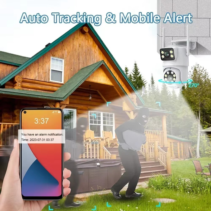 8MP 4K Dual Lens PTZ WIFI Camera Outdoor Full HD Dual Screen Security Video Surv gallery