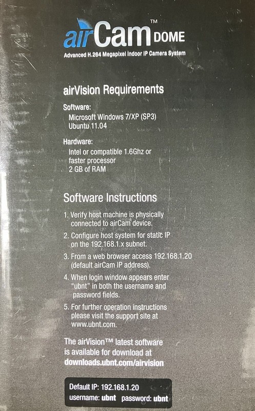 Ubiquiti Aircam Dome Advanced Indoor IP Camera System 720p H.264 POE OpenBox New gallery