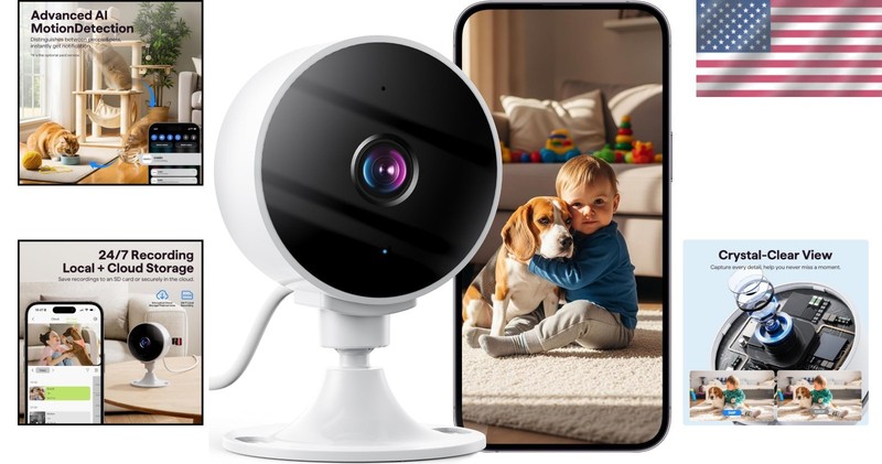 Smart Pet & Home Monitoring Camera - 24/7 Cloud & SD Recording, Alexa Compatible gallery