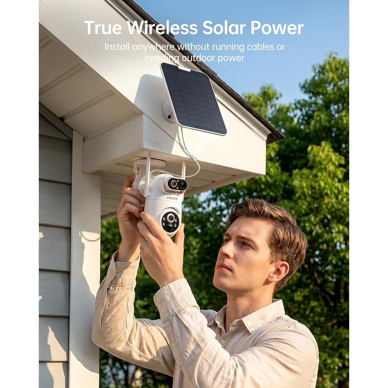 Solar Security Camera Wireless Outdoor Dual Lens 2K PTZ 360 Color Night Vision gallery