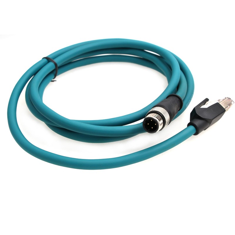 1 PCS M12 4 Pin DCode To RJ45 CAT5e Shielded Cable Blue 2M For Cognex