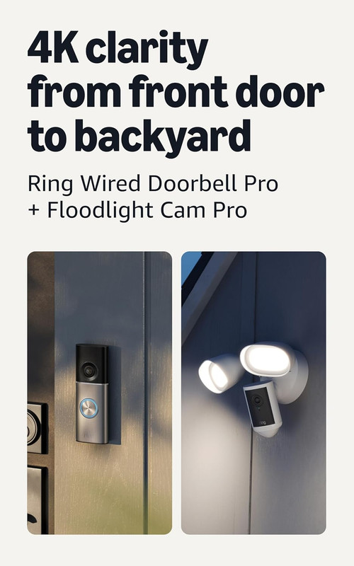 Wired Doorbell Pro (Newest Model), Deep Silver with Floodlight Cam Pro (Newest M
