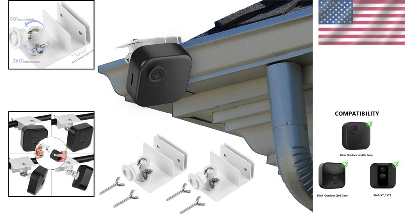 Adjustable Gutter Bracket for Blink XT/XT2 - Durable & Easy to Install gallery