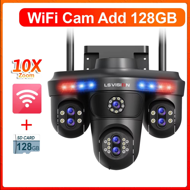 35MP WiFi IP Camera 10X Zoom 7 Lens 4 Screens Wireless Outdoor Surveillance Came gallery