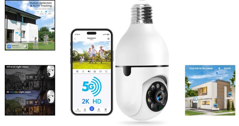 5G WiFi Light Bulb Security Camera - 2K HD with Color Night Vision & Two-Way ... gallery
