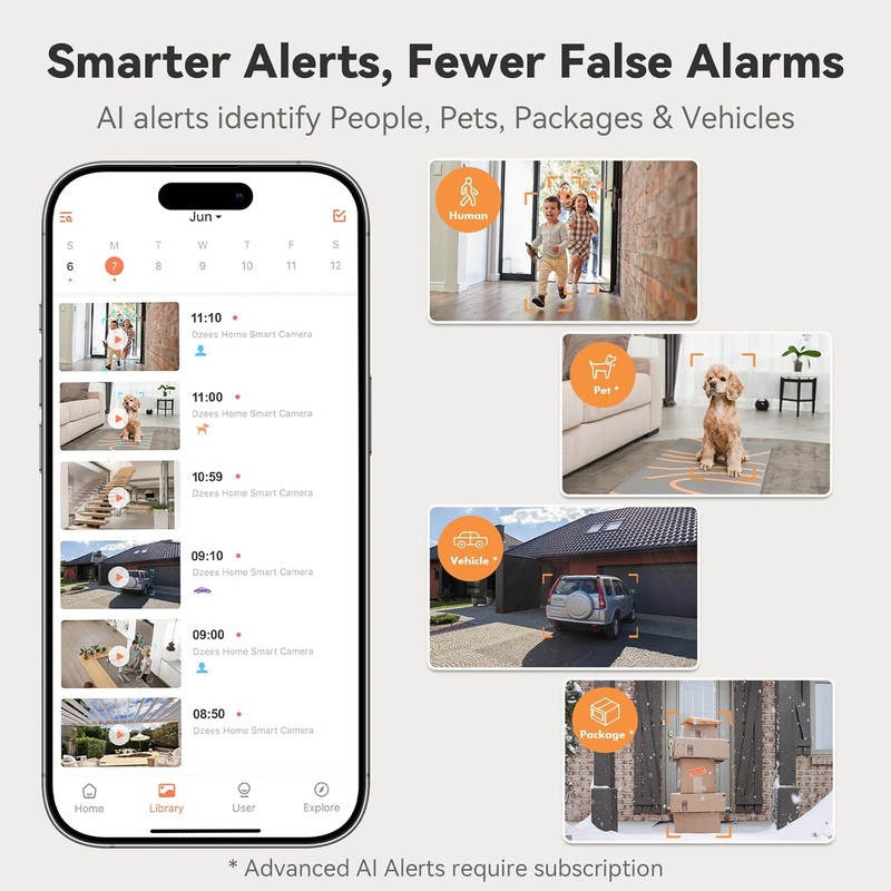 Magnetic Security Cameras Wireless Outdoor,2K AI Cameras for Home Security, Batt gallery
