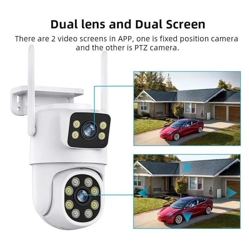 Dual Lens Outdoor Camera Motion Tracking PTZ 4K Tuya Wifi IP Cam Support Onvif gallery