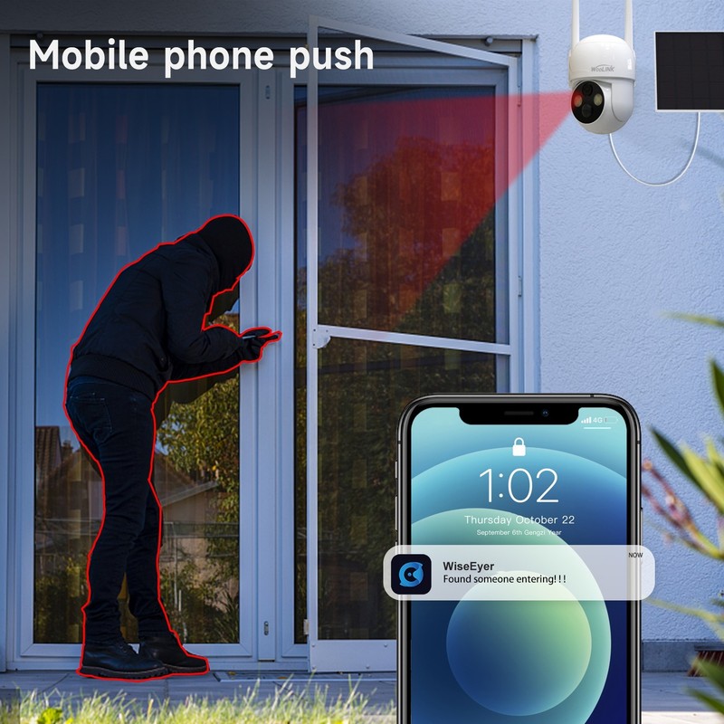 2PCS 4MP Wireless Solar Battery Camera Outdoor WiFi Security Camera Night Vision gallery