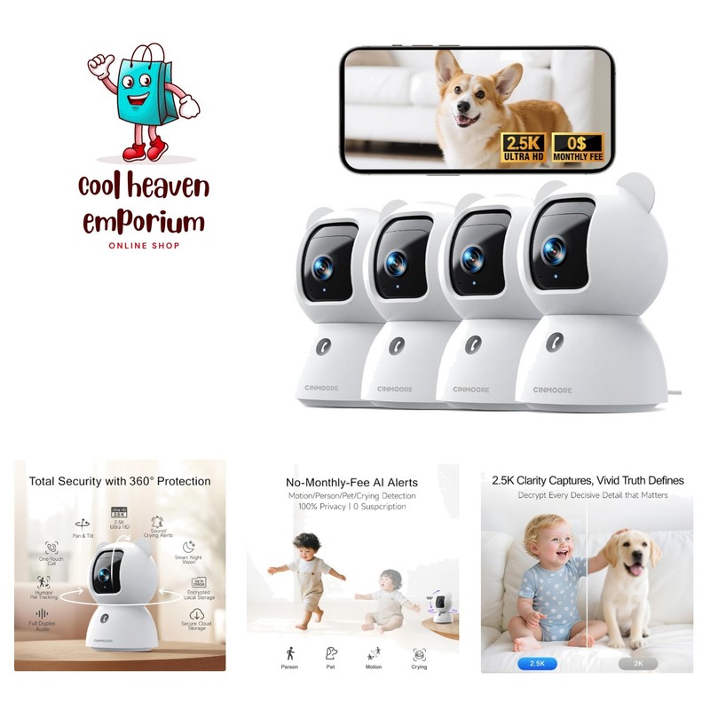 Comprehensive 2.5K Indoor Security Cameras: AI Detection & Full Duplex Audio