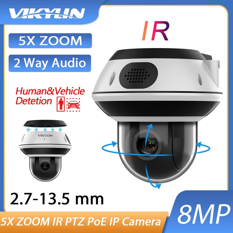 4K 8MP Vikylin 5X Zoom IR POE Dome PTZ IP Camera 2Way Audio Human/Vehicle Detect gallery
