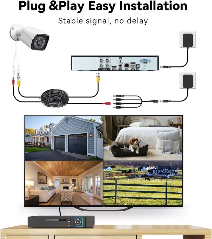 Wired Security Camera System 4CH 5MP AHD DVR 500GB 3MP Night Vision gallery