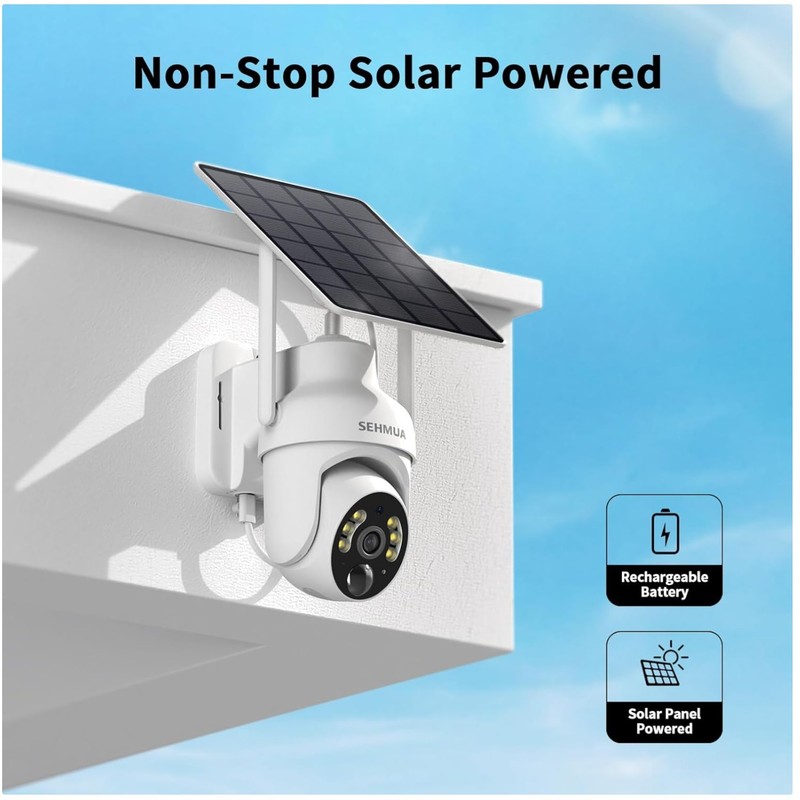 Solar-Powered 2K Pan/Tilt Security Camera 2-Pack
