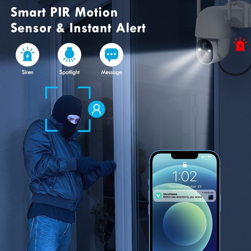 Wireless Camera Outdoor 2K Color Night Vision Battery Siren 2 Way Talk SD Motion gallery