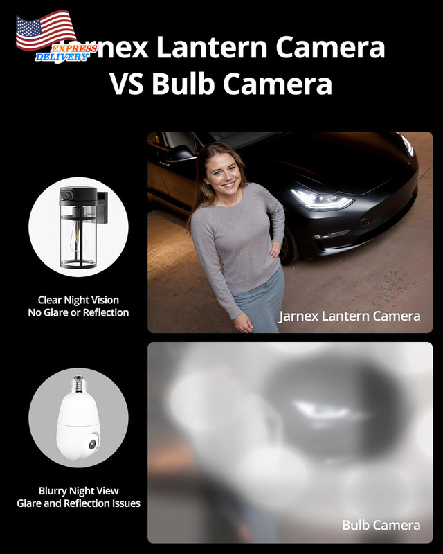 Outdoor Wall Lantern Light Camera 2K Wi Fi Security Cam with AI Human Detection gallery