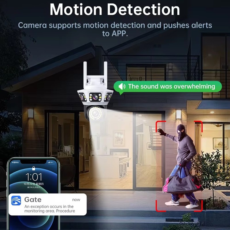 HD Outdoor WiFi IP Camera Triple Lens CCTV PTZ Security Home IR Cam Night Vision gallery