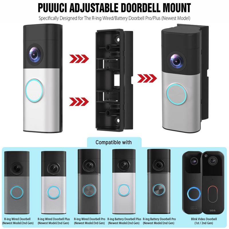 Video Doorbell Angle Mount - Adjustable Wall Mount Bracket for R-ing Wired Do... gallery