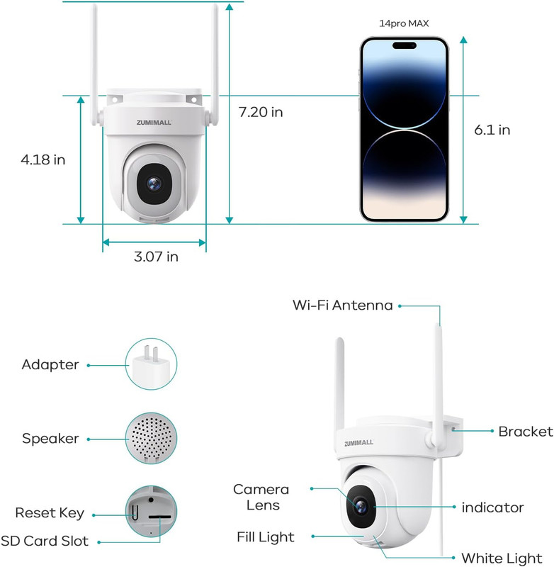 5G/2.4G Outdoor Wifi 360° Home Security Wireless Wired Weatherproof Camera gallery