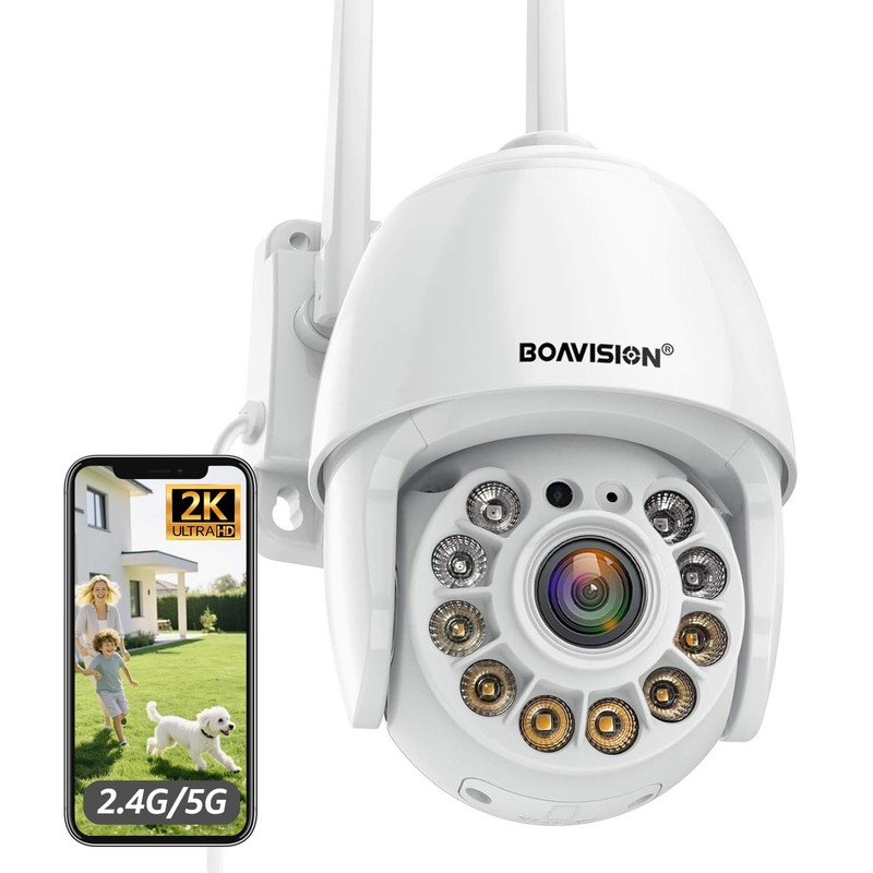 2K Security Camera Outdoor, Wireless WiFi IP Camera Home Security System 360°…