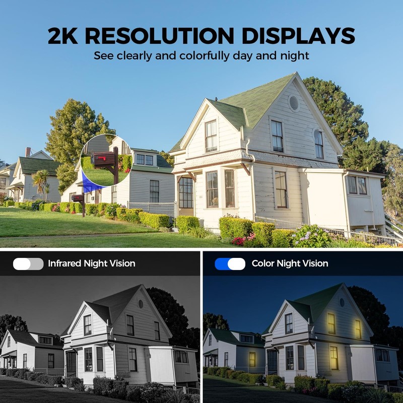 2K 360° View Security Cameras Wireless Outdoor, Solar Cameras for Home Securi... gallery