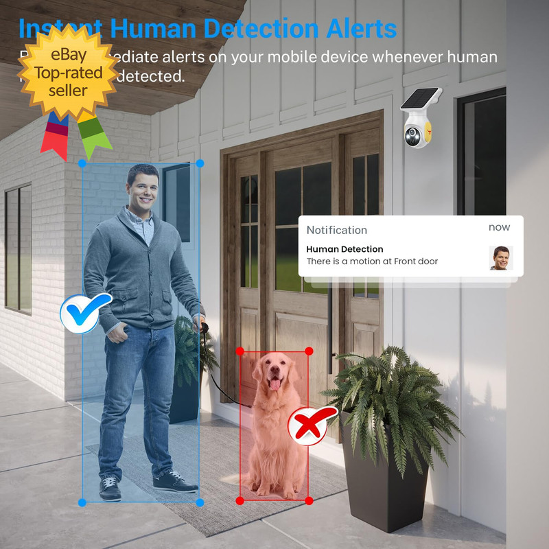 1080P Security Camera Wireless with Solar Panel AI Human Detection 2 Way Audio.. gallery