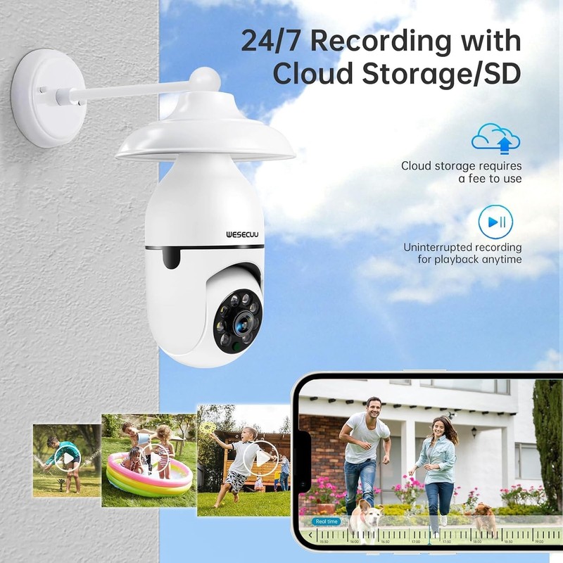 Wireless 2K Light Bulb Security Camera - Real-Time Alerts and Color Night Vision gallery