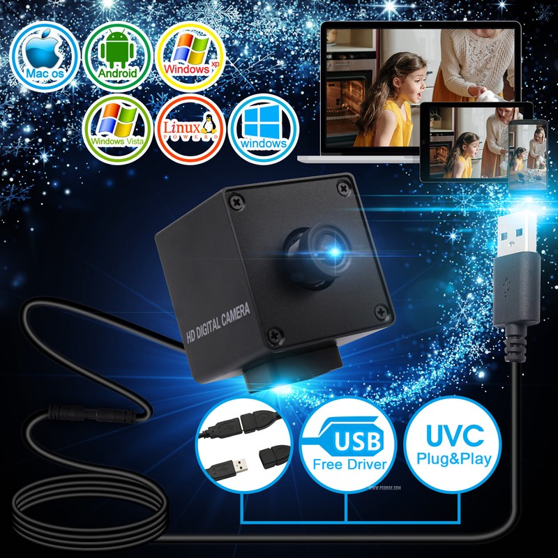 8MP Sony IMX179 UVC USB Camera Mini Video Webcam w/ 75 Degree No Distortion Lens gallery
