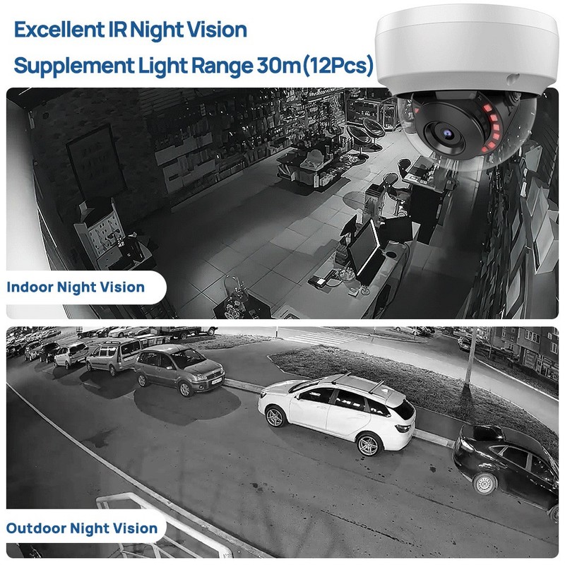 VIKYLIN 8MP 4K IR Night Vision IP Camera MIC IP67 Waterproof Turret Dome 2.8MM gallery