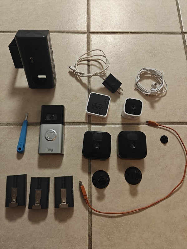 Blink Security Camera Lot, Sync Module 2, 2 Cameras, 1 Indoor Camera And More