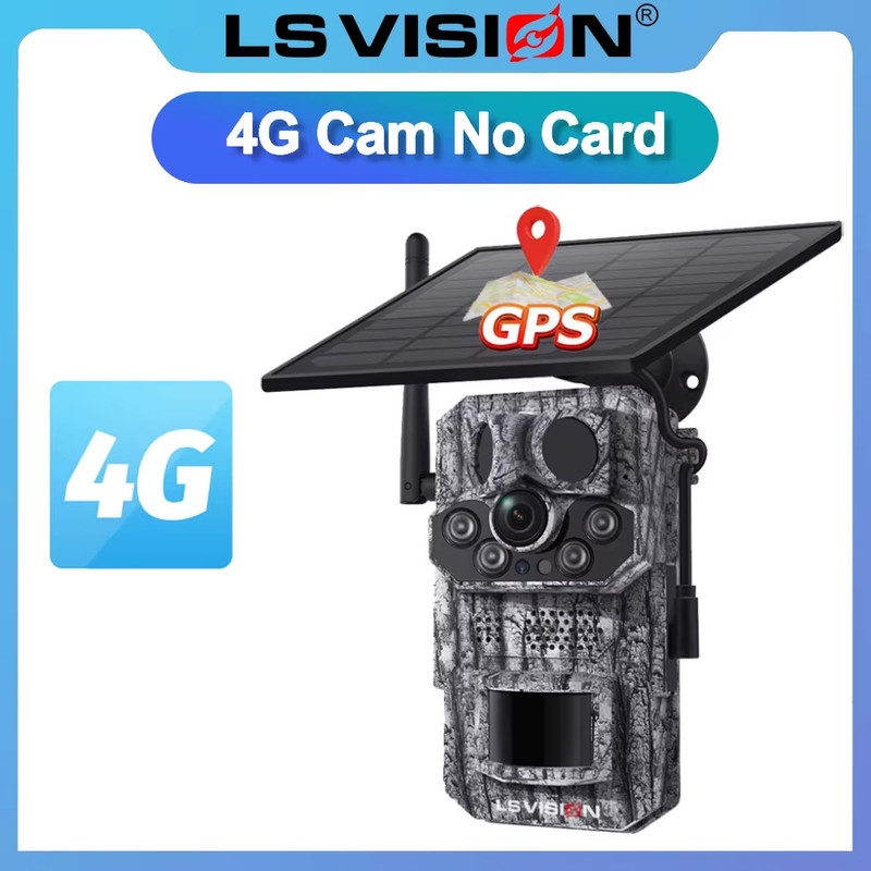 LS VISION 5MP 4G Solar Hunting Trail Camera GPS 20M PIR Motion Detection Night V