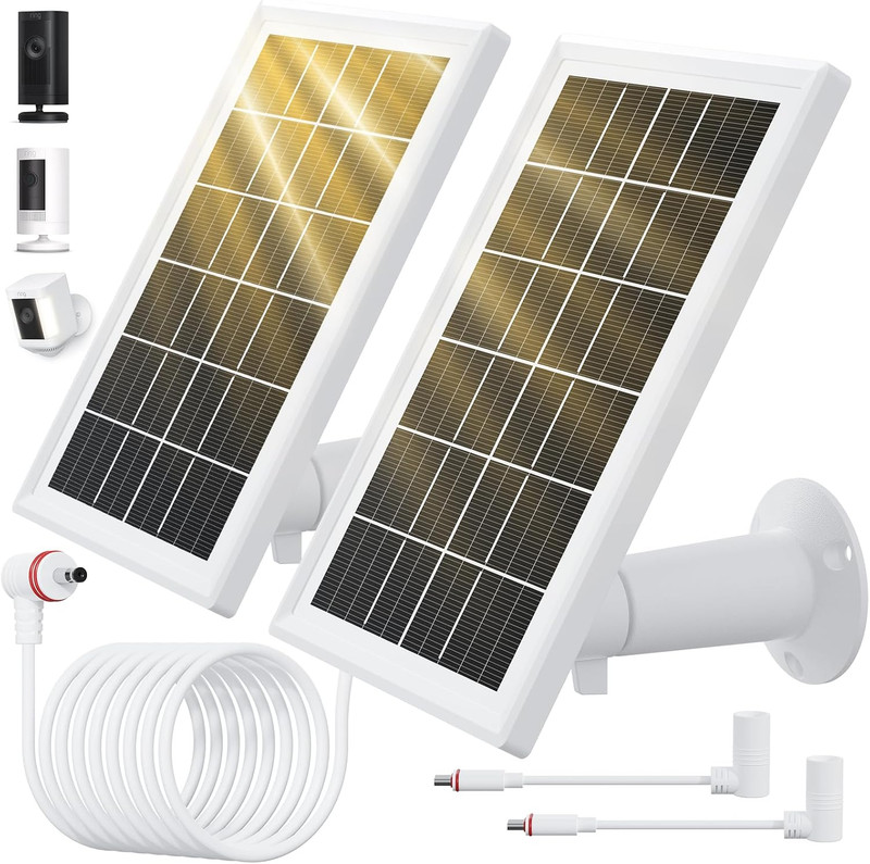 Solar Panel for Ring Camera, 2 Pack Solar Panels for Ring Security Camera, 5W So