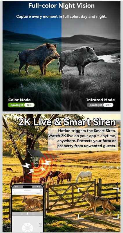 4G LTE Cellular Trail Camera, No Wifi Needed, Solar Powered, 2K Live Feed, Real- gallery