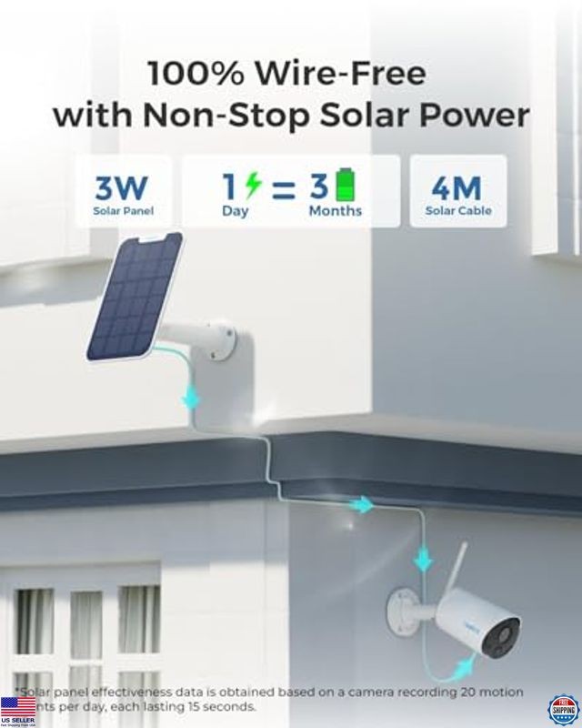2K 3MP Solar Security Camera, Wireless Indoor/Outdoor, Night Vision, No Fees gallery