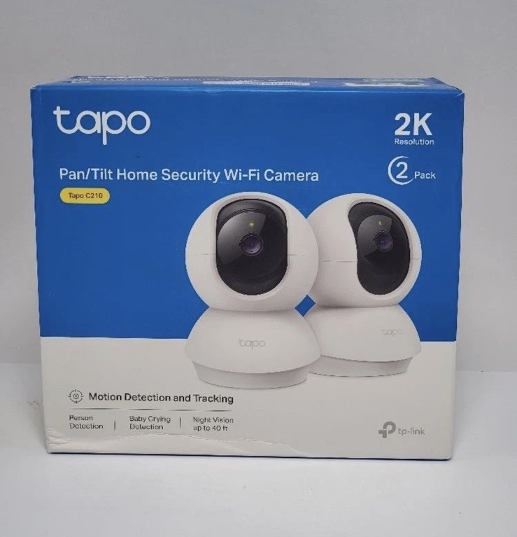 Tapo C210 2K Pan/Tilt Indoor Wi-Fi Cameras White Night Vision 2-Pack