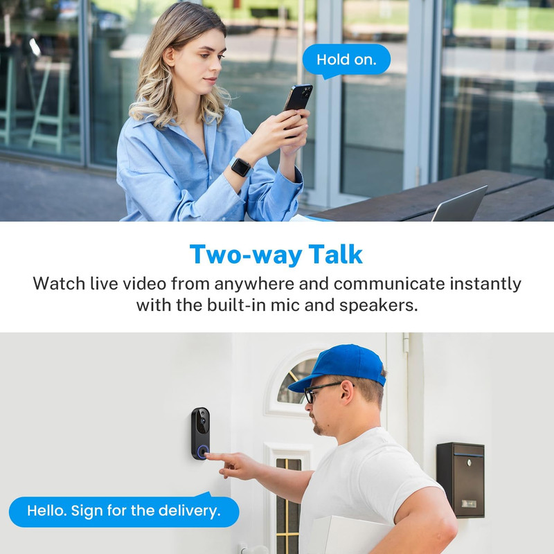 1080P Wireless Video Doorbell Camera Battery Powered AI Human Motion Detection gallery
