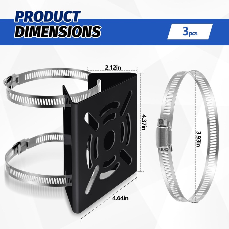 3 Pcs Universal Vertical Pole Mount for Wall Mounting Bracket with 6 Loops So... gallery