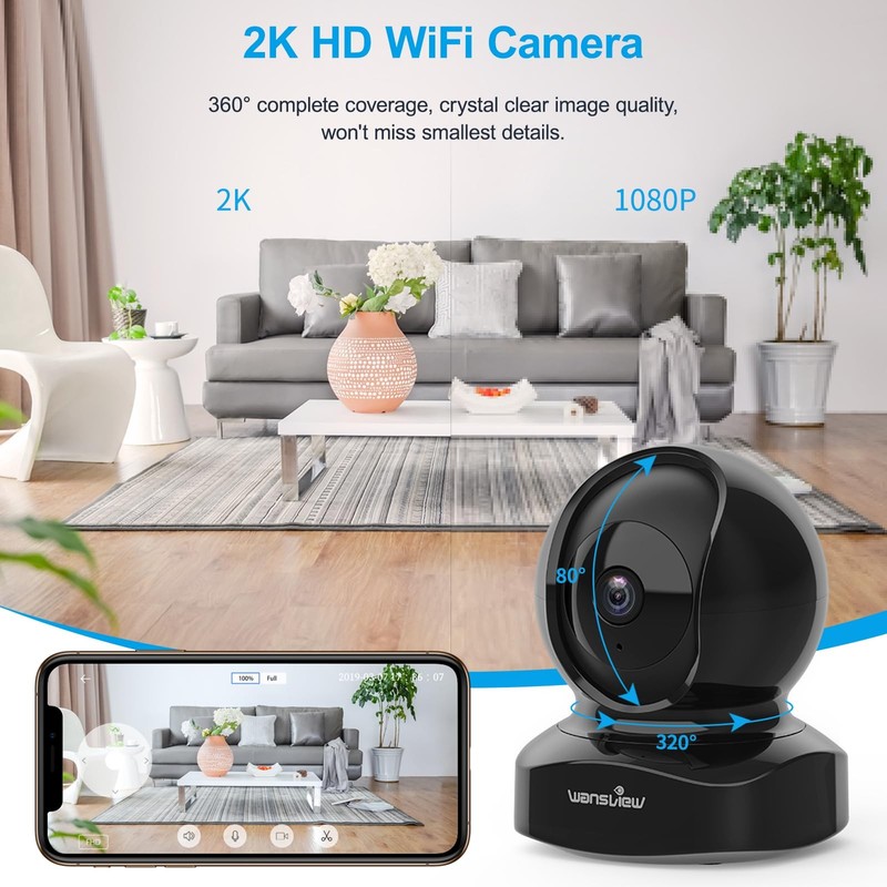 Cameras for Home Security, 2K IP Camera, WiFi Home Indoor Camera for Baby/Pet... gallery