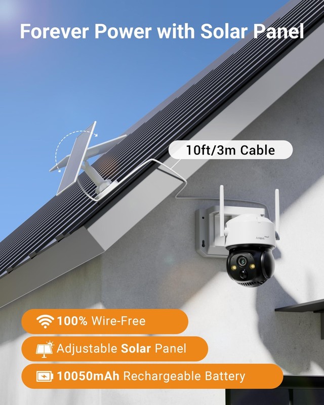 Solar Security Camera Wireless Outdoor, 2.5K Pan/Tilt 4-Cam Kit with Solar Pa... gallery