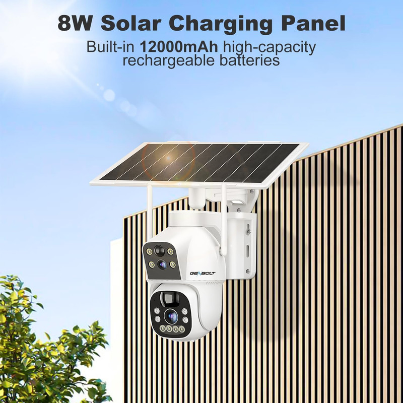 Solar Wifi Security Camera Outdoor Wireless, 8W 15600Mah Battery Powered Home Su gallery