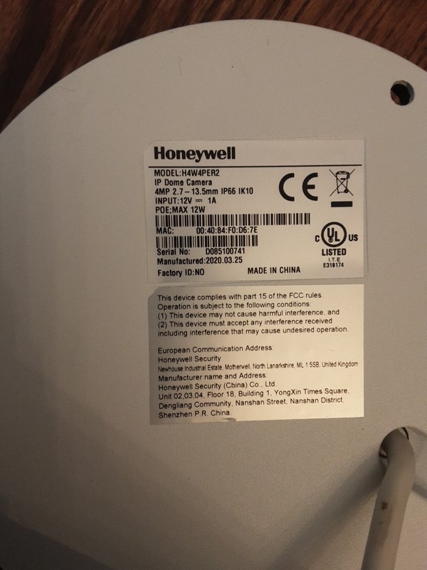 Honeywell H4W4PER2V 4MP IR Rugged Mini Dome Camera (For Parts) gallery
